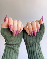 Rose Brew press-on nails — Maroon cat eye nails handmade nail art by Joyee Nails