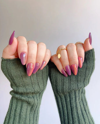 Rose Brew press-on nails — Maroon cat eye nails handmade nail art by Joyee Nails