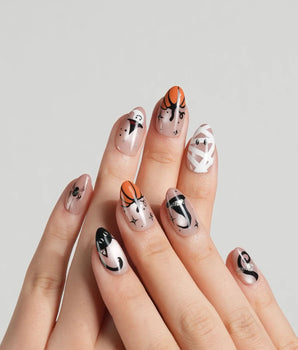 Just Trick press-on nails — halloween mix design nude