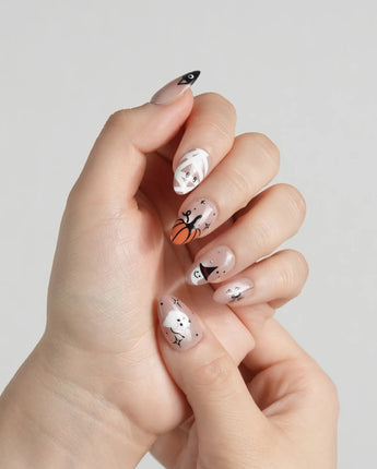 Just Trick nails — halloween mix design nude by Joyee Nails