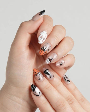 Just Trick nails — halloween mix design nude by Joyee Nails