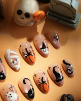 Just Trick press-on nails — halloween mix design nude