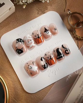 Just Trick nails — halloween mix design nude by Joyee Nails