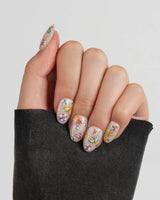 Kiln Spring press-on nails — Colorful Butterflies, Hand-painted Golden