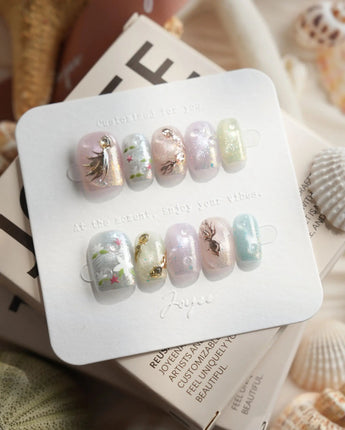 Koi Dream Extra Short Square press on nails, handmade custom nails by Joyeenails