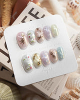 Koi Dream Short Oval press on nails, handmade custom nails by Joyeenails