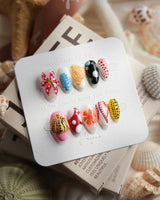 Kusama Dot extra short almond press-on nails with multicolor polka dots