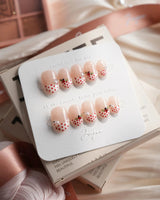 Ladybug Picnic Extra Short Oval press on nails, handmade custom nails by Joyeenails