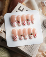 Ladybug Picnic Medium Coffin press on nails, handmade custom nails by Joyeenails