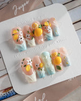 Lemon Shore glossy handmade nails with Amalfi lemon grove inspiration