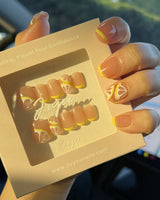 Lemon8❤️ press-on nail set — lemon french tip 3D citrus nails design, hand-painted with real gel polish