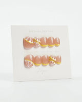 Lemon8❤️ press-on nails in short squoval shape — lemon french tip 3D citrus nails