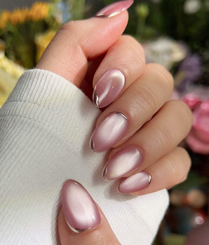 Glowing Stone - New Edition press-on nails — Gentle Rose Cat Eye,
