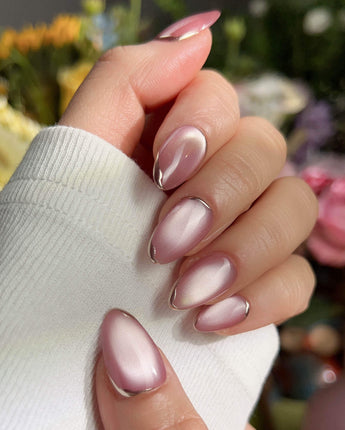 Glowing Stone - New Edition press-on nails — Gentle Rose Cat Eye,