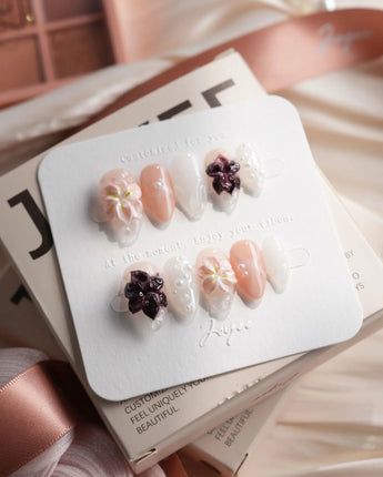 Lily — After Dark Extra Short Almond press on nails, handmade custom nails by Joyeenails