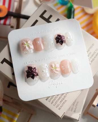 Lily — After Dark Extra Short Squoval press on nails, handmade custom nails by Joyeenails