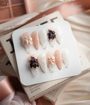 Lily — After Dark Medium Stiletto press on nails, handmade custom nails by Joyeenails