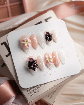 Lily — After Dark Short Almond press on nails, handmade custom nails by Joyeenails