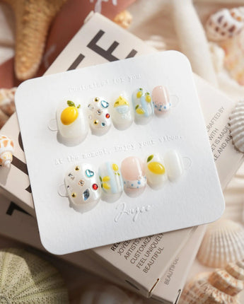 Limoncello Italian lemon press-on nails in extra short squoval shape