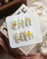 Limoncello Medium Coffin press on nails, handmade custom nails by Joyeenails