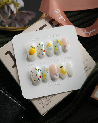 Limoncello short oval press-on nails