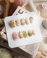 Lotus Koi Extra Short Oval press on nails, handmade custom nails by Joyeenails