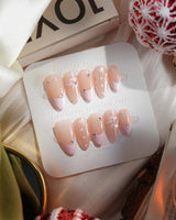 Love Gift handmade press-on nails featuring Soft Pink French, Bows & Polka Dots.