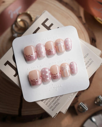 Love Letter nails in extra short coffin — Dreamy Shimmer Pink, 3D