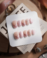 Love Letter nails in extra short oval — Dreamy Shimmer Pink, 3D