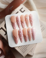 Love Letter Long Stiletto press on nails, handmade custom nails by Joyeenails