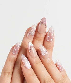 Love Letter press-on nails — Dreamy Shimmer Pink, 3D