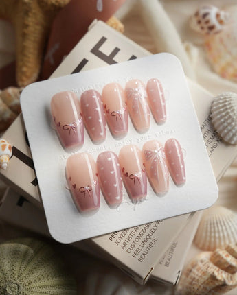 Love Letter Medium Coffin press on nails, handmade custom nails by Joyeenails