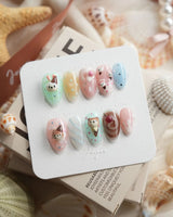 Lulu's Cone kawaii ice cream press-on nails in extra short almond shape