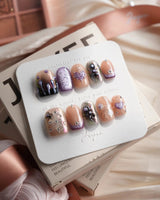 Luminous Spider Extra Short Square press on nails, handmade custom nails by Joyeenails