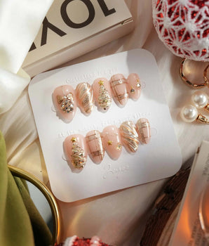 Golden Gift press-on nails — Luxury Champagne Gold Christmas,
