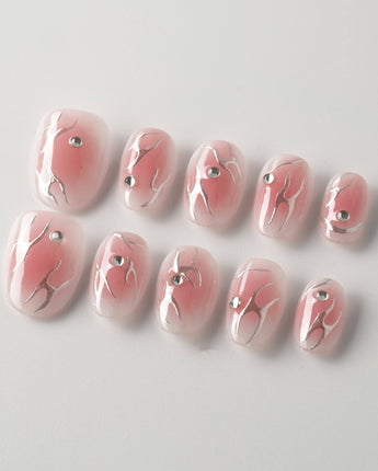 Luxury Pink Aura Press - on Nails - Blush Ignite - Joyeenails - CU010 - XS / Extra Short Oval