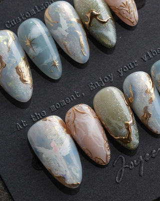 Renaissance Fresco press-on nails by Joyee Nails