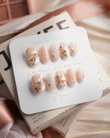 Magnolia — First Light Extra Short Oval press on nails, handmade custom nails by Joyeenails