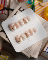 Magnolia — First Light Extra Short Squoval press on nails, handmade custom nails by Joyeenails