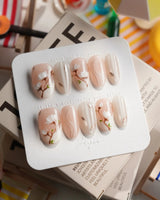 Magnolia — First Light Medium Oval press on nails, handmade custom nails by Joyeenails