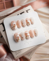 Magnolia — First Light Short Oval press on nails, handmade custom nails by Joyeenails