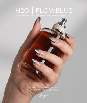 Malta Blue handmade press-on nails featuring Malta Blue french tip nails