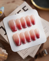 Mars Mist nails — Nude-to-Deep-Vermilion Ombre Gradient, featuring by Joyee Nails