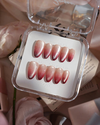 Mars Mist nails — Nude-to-Deep-Vermilion Ombre Gradient, featuring by Joyee Nails