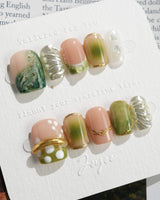 Marshes - Mud Masquerade nails — Textured Herbal Green, Metallic by Joyee Nails