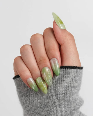 Relax Matcha press-on nails by Joyee Nails