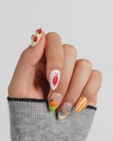 Mercato glossy skittle press-on nail set with pop-art fruit and fish details