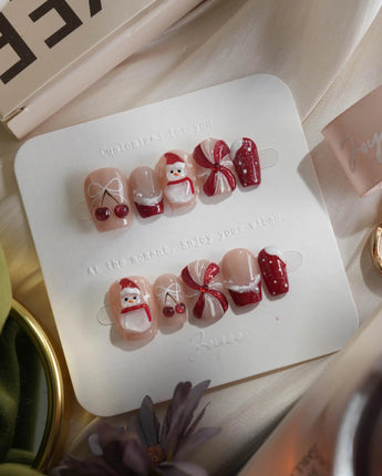 Merry Melt nails — Christmas Red & Creamy by Joyee Nails