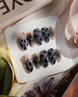 Midnight Muse press-on nails — Shimmering Silver & Obsidian
