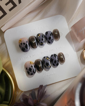 Midnight Muse nails — Shimmering Silver & Obsidian by Joyee Nails